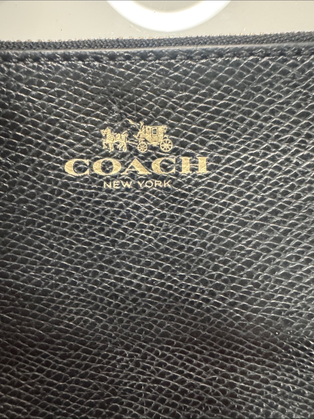 Coach Black Leather Wristlet with Gold Logo - Picture 2 of 9